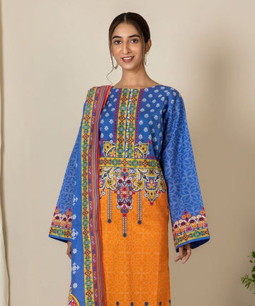 Zellbury Pumpkin Orange Lawn Suit Lawn Collection 2021